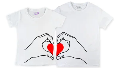 Прикольные футболки: Парные - Сердце в руке белые